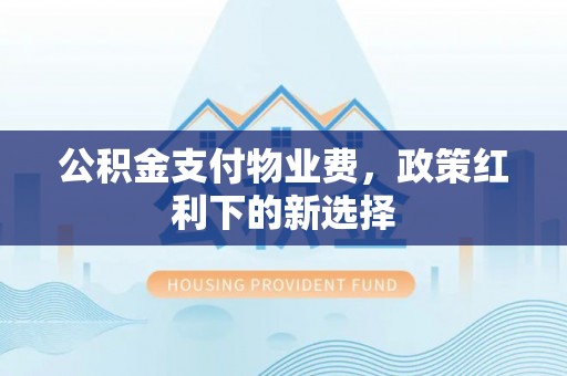二水公积金支付物业费，政策红利下的新选择