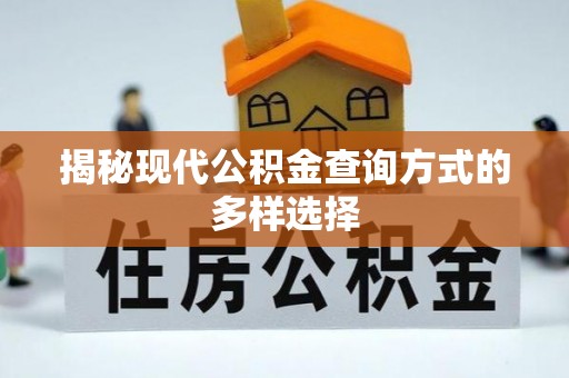 二水揭秘现代公积金查询方式的多样选择