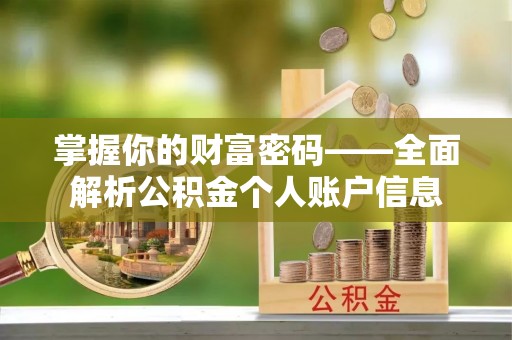 二水掌握你的财富密码——全面解析公积金个人账户信息